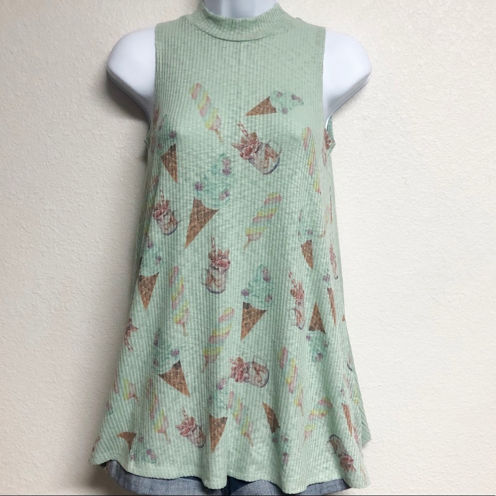 Mint Ice Cream Print Top
